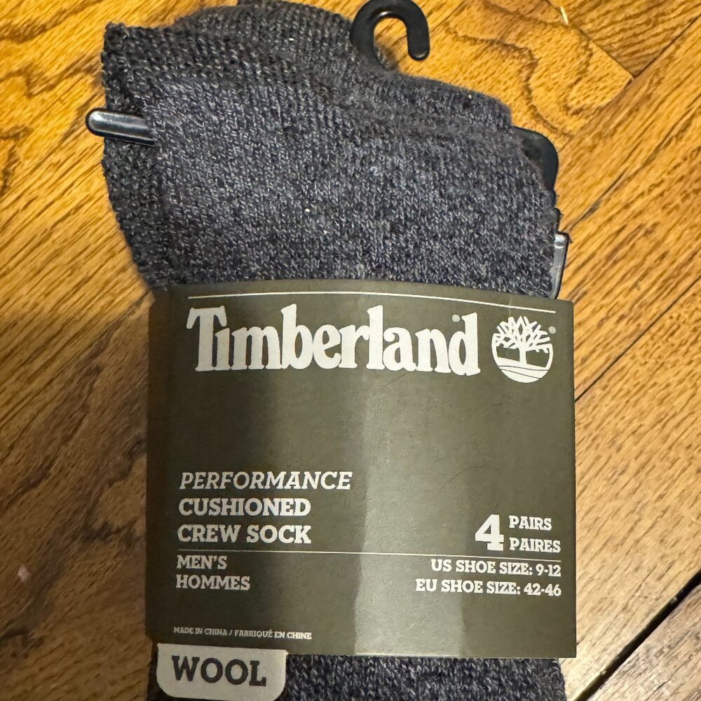 Timberland Men's Wool Cushioned Crew Socks - Charcoal